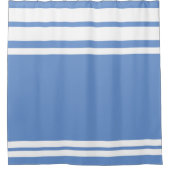 Korenbloem Blauw: Moderne lijnen in Wit Douchegordijn (Voorkant)