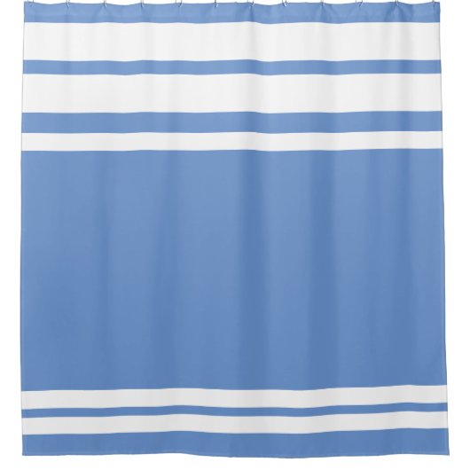 Korenbloem Blauw: Moderne lijnen in Wit Douchegordijn (Voorkant)