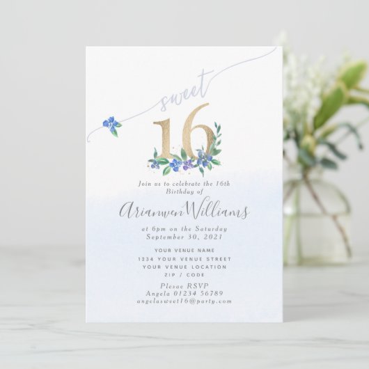 Korenbloem blauw Paeony Rozen Kaart (Staand voorkant)