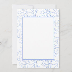 Korenbloem blauw scroll type rand patterned blanco kaart