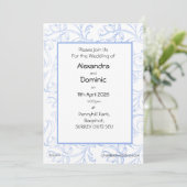 Korenbloem blauw scroll type rand patterned kaart (Staand voorkant)
