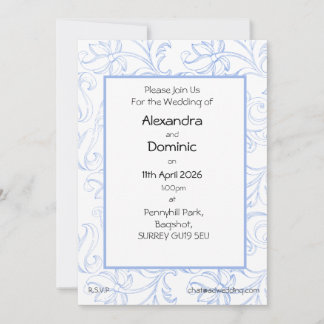 Korenbloem blauw scroll type rand patterned kaart