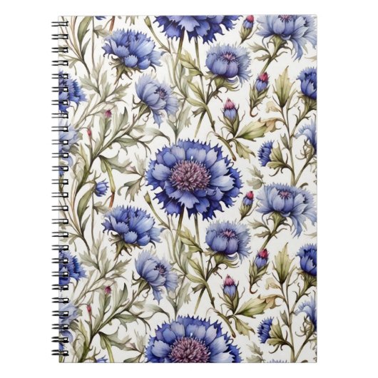 Korenbloem blauw  stijl bloemig notitieboek (Voorkant)