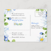 Korenbloem Blauw Wit Daisy Bloemen Bruiloft RSVP Uitnodiging Briefkaart (Achterkant)