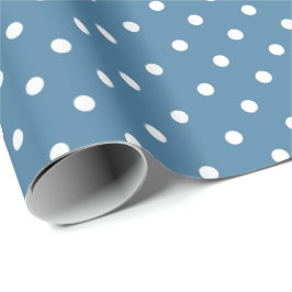 korenbloem blauw | Wit Polka Dot inpakpapier