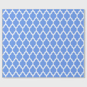Korenbloem Blauw Wit XL Marokkaanse Quatrefoil #4 Cadeaupapier (Vlak)