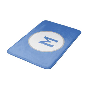 Korenbloem Blauw Wit Zilver Monogram Badmat