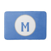 Korenbloem Blauw Wit Zilver Monogram Badmat (Voorkant)