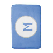 Korenbloem Blauw Wit Zilver Monogram Badmat (Voorkant Verticaal)