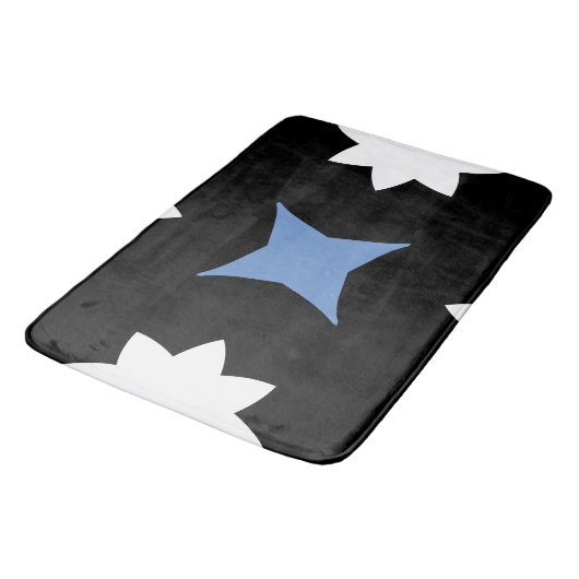 Korenbloem Blauw wit Zwart Geometrisch Badmat (Gekanteld)