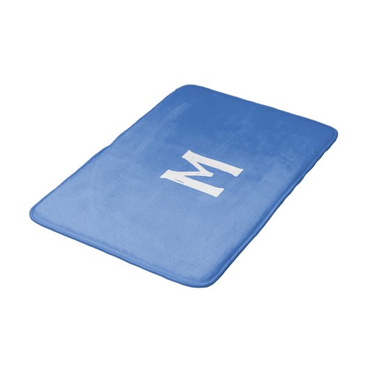 Korenbloem Blauw Witte Monogram Badmat (Gekanteld)