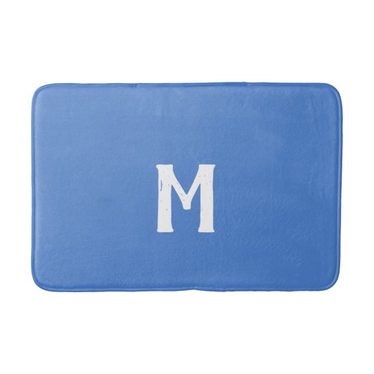 Korenbloem Blauw Witte Monogram Badmat (Voorkant)