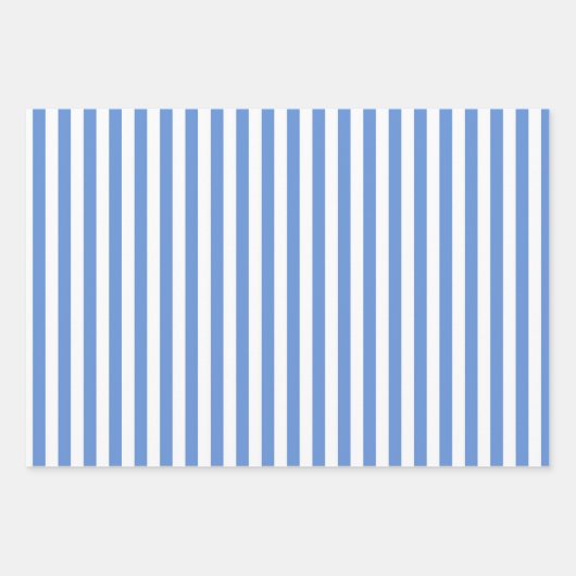 Korenbloem Blauw & Witte Strepen Inpakpapier Vel (Voorkant 2)