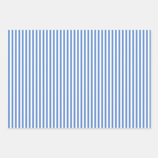 Korenbloem Blauw & Witte Strepen Inpakpapier Vel (Voorkant)