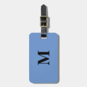 Korenbloem Blauw Zwart Monogram Initiaal Gift Favo Bagagelabel (Voorkant verticaal)
