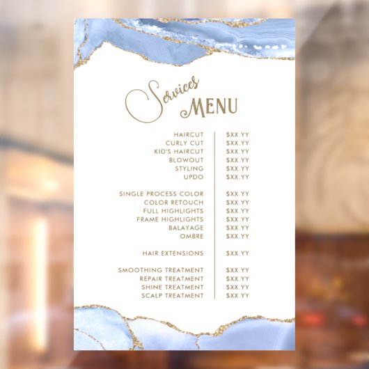 Korenbloem Blauwe Agate Diensten Menu Raamsticker (Vel 2)