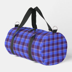 Korenbloem Blauwe en Livid Bruine Plaid Plunjezak