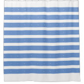 Korenbloem blauwe en witte strepen douchegordijn (Voorkant)