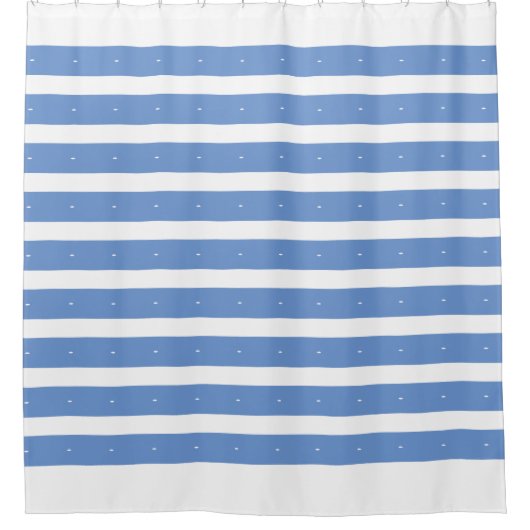 Korenbloem blauwe en witte strepen douchegordijn (Voorkant)