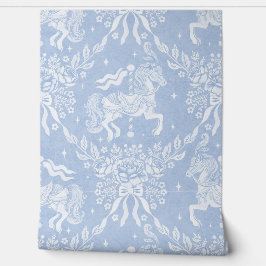 Korenbloem Blauwe Rococo Draaiorgelpaarden & Bloem Behang