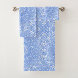 Korenbloem Blauwe Symmetrie Mandala Bad Handdoek