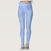 Korenbloem Blauwe Symmetrie Mandala Leggings (Voorkant)
