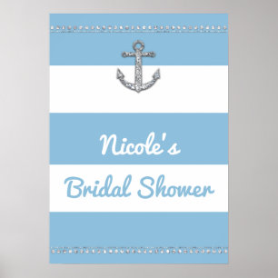 Korenbloem Blauwe & Witte Strepen Diamant Anker Poster