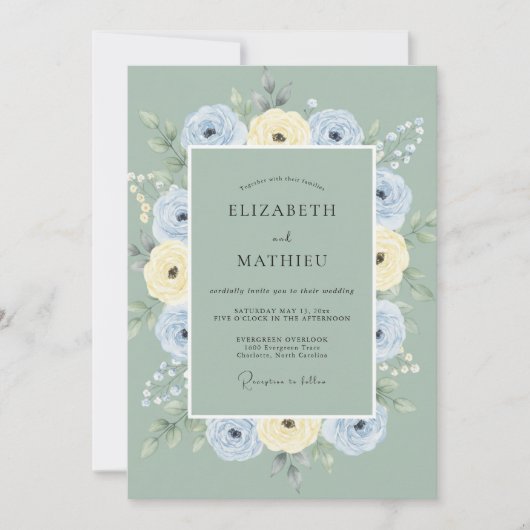 Korenbloem Boter Ranunculus Gedempte Eucalyptus Br Kaart (Voorkant)