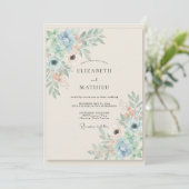 Korenbloem Celadon Blad Bruiloft Kaart (Staand voorkant)