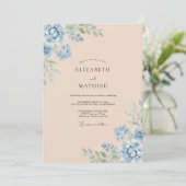 Korenbloem Champagnetint Loof Eucalyptus Bruiloft Kaart (Staand voorkant)