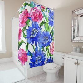 Korenbloem en pioenen waterverf douchegordijn