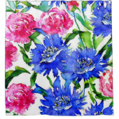 Korenbloem en pioenen waterverf douchegordijn (Voorkant)