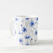 Korenbloem geperste bloemen Waterverf-stijl Koffiemok (Voorkant links)