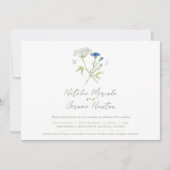 Korenbloem hartwort botanische witte groene bruilo kaart (Voorkant)