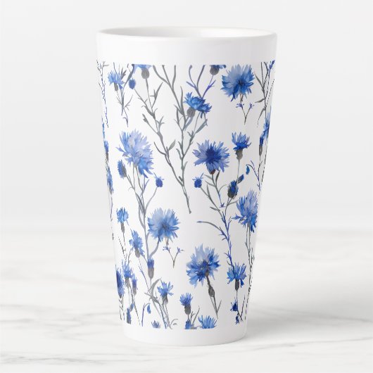 Korenbloem Latte Mok Wit Blauw (Voorkant)