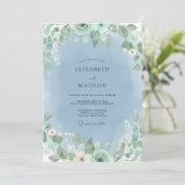 Korenbloem Loof Eucalyptus Bruiloft Kaart (Staand voorkant)