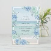 Korenbloem Mint Hydrangea Eucalyptus Bruiloft Kaart (Staand voorkant)