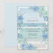 Korenbloem Mint Hydrangea Eucalyptus Bruiloft Kaart (Voorkant / Achterkant)