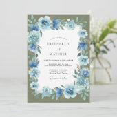 Korenbloem Mos Hortensia Bruiloft Kaart (Staand voorkant)