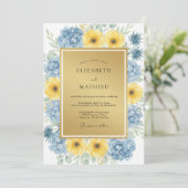 Korenbloem Oker Ranunculus Eucalyptus Bruiloft Kaart (Staand voorkant)