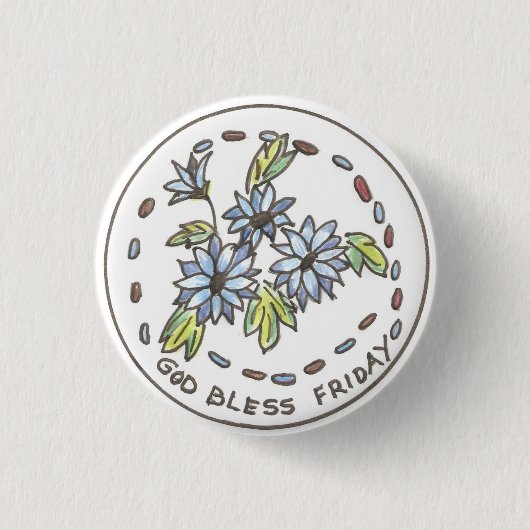 Korenbloem Ronde Button 3,2 Cm (Voorkant)