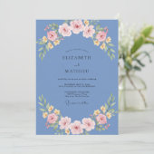 Korenbloem Roze Ranunculus Eucalyptus Bruiloft Kaart (Staand voorkant)