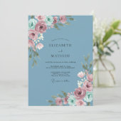 Korenbloem Stof Roze Eucalyptus Bruiloft Kaart (Staand voorkant)
