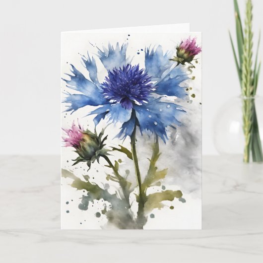 Korenbloem - Waterverf bloemen Kaart (Voorkant)