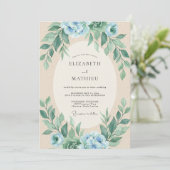 Korenbloem Zeeschuim Blad Eucalyptus Bruiloft Kaart (Staand voorkant)