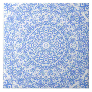 Korenbloemblauw Mandala Patroon Tegeltje