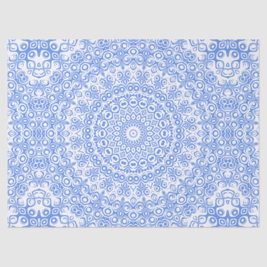 Korenbloemblauw Mandala Patroon Tissuepapier (Voorkant)