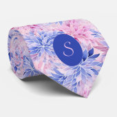 Korenbloemblauw & Mauve Bloemmotief Stropdas (Opgerold)