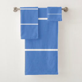 Korenbloemblauw Witte Geometrische Lijnen Bad Handdoek