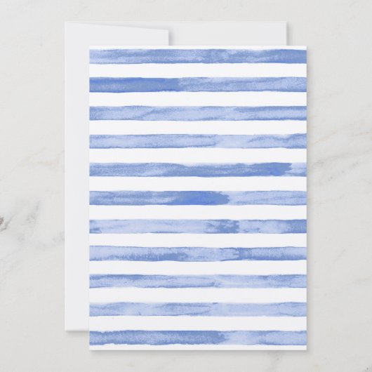 Korenbloemblauwe aquarelstreep & gouden lettertype kaart (Achterkant)